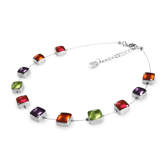 Sherbet Aluminium Squares Shiny Necklace | The Jewellery Stop