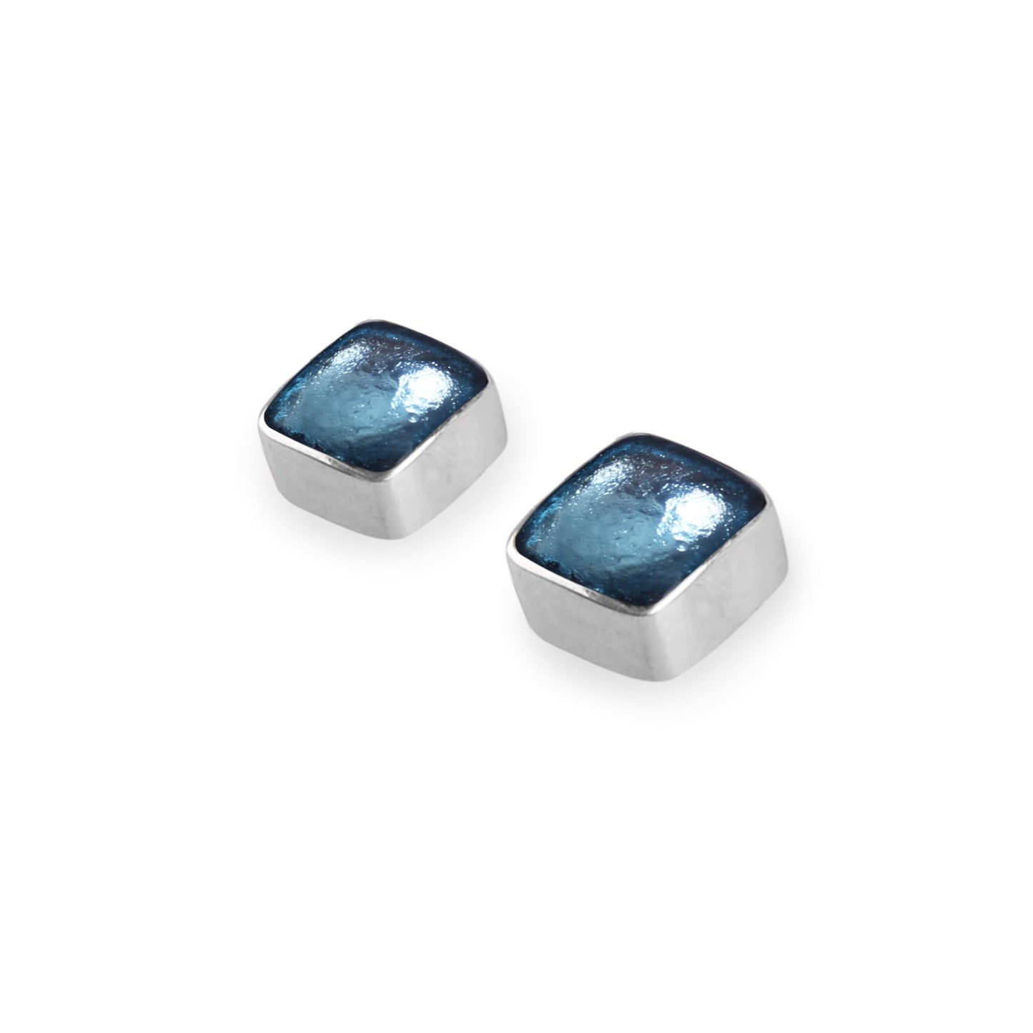 Arctic Aluminium Squares Shiny Stud Earrings