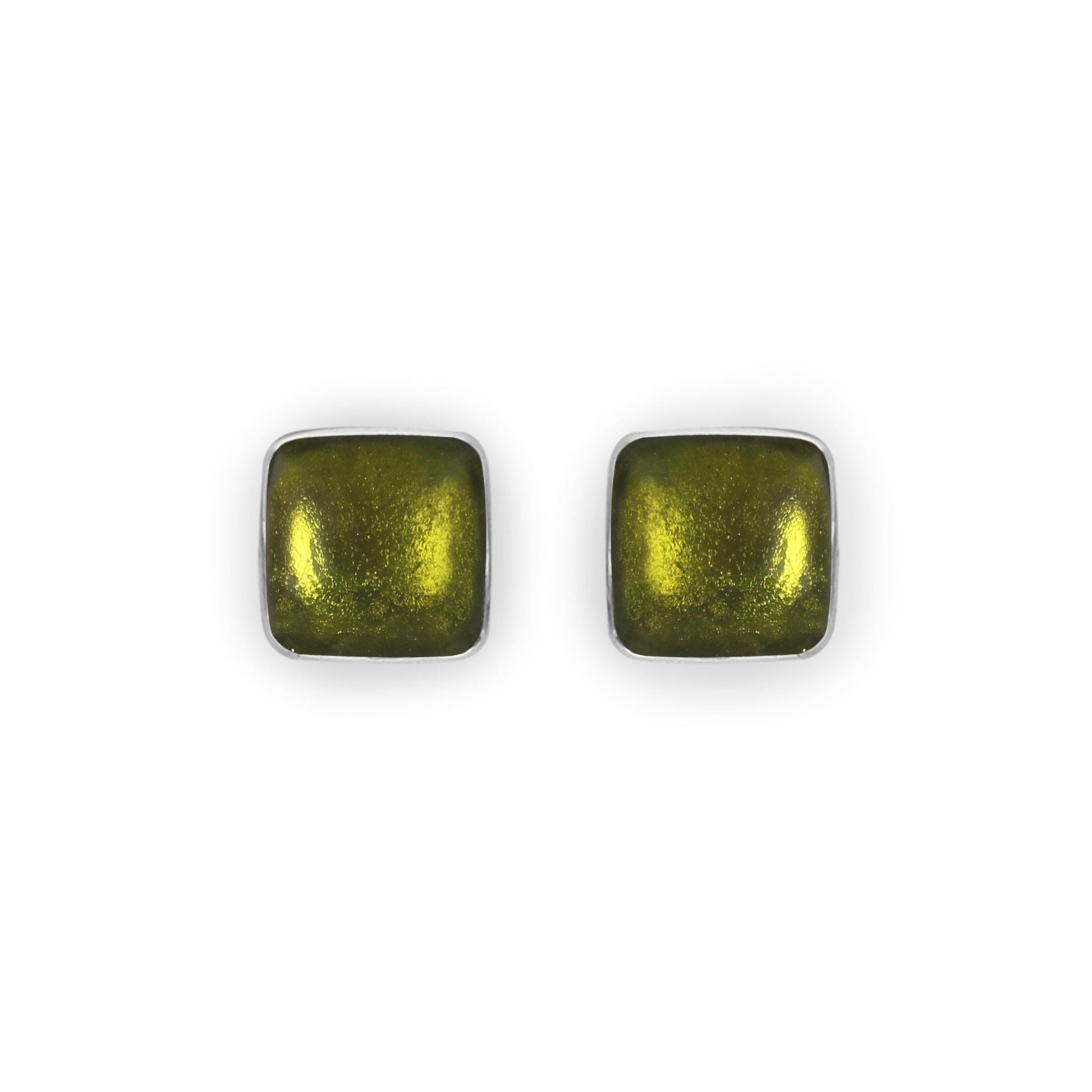 Citrus Aluminium Squares Shiny Stud Earrings | The Jewellery Stop