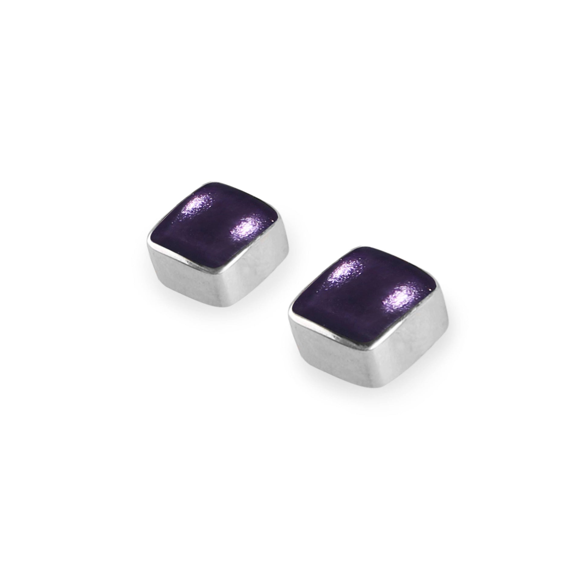 Lilac Aluminium Squares Shiny Stud Earrings