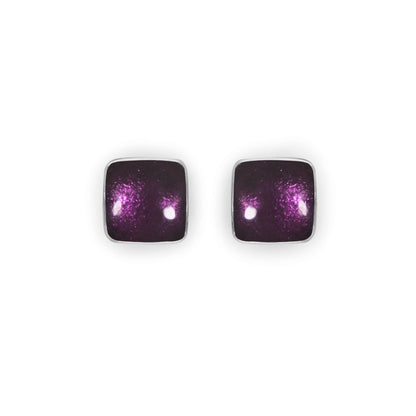 Rainbow Aluminium Squares Shiny Stud Earrings