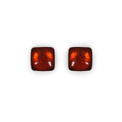 Toffee Aluminium Squares Shiny Stud Earrings | The Jewellery Stop