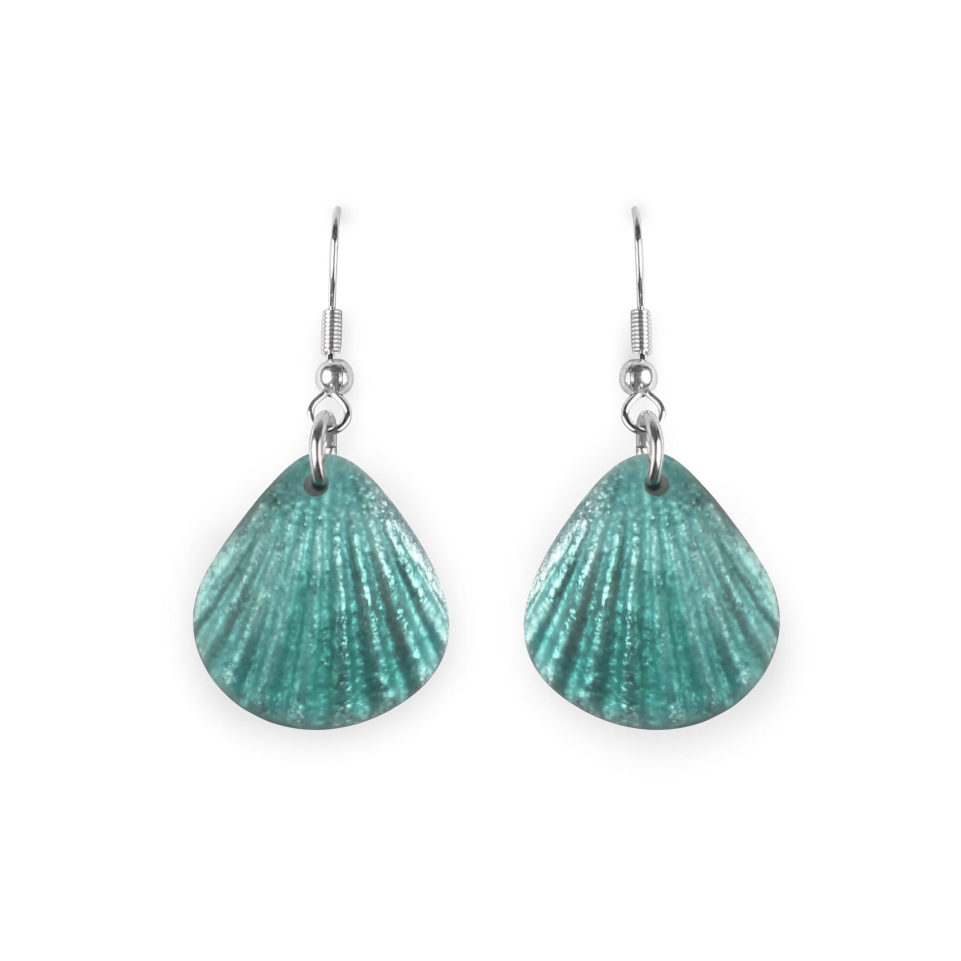 Mint Scallop Matte Small Fish Hook Earrings | The Jewellery Stop