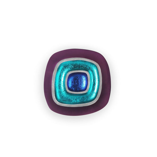 Peacock Abstract Squares Shiny Brooch | The Jewellery Stop