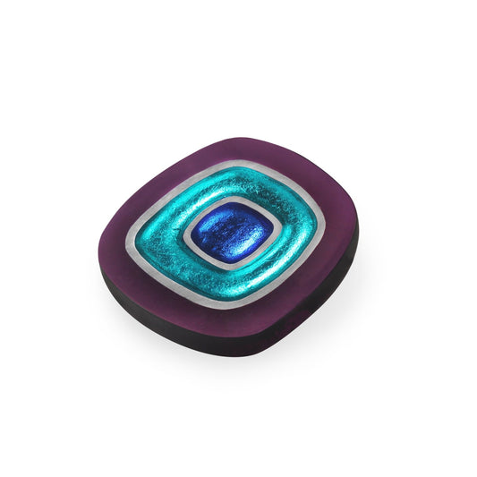 Peacock Abstract Squares Shiny Brooch | The Jewellery Stop