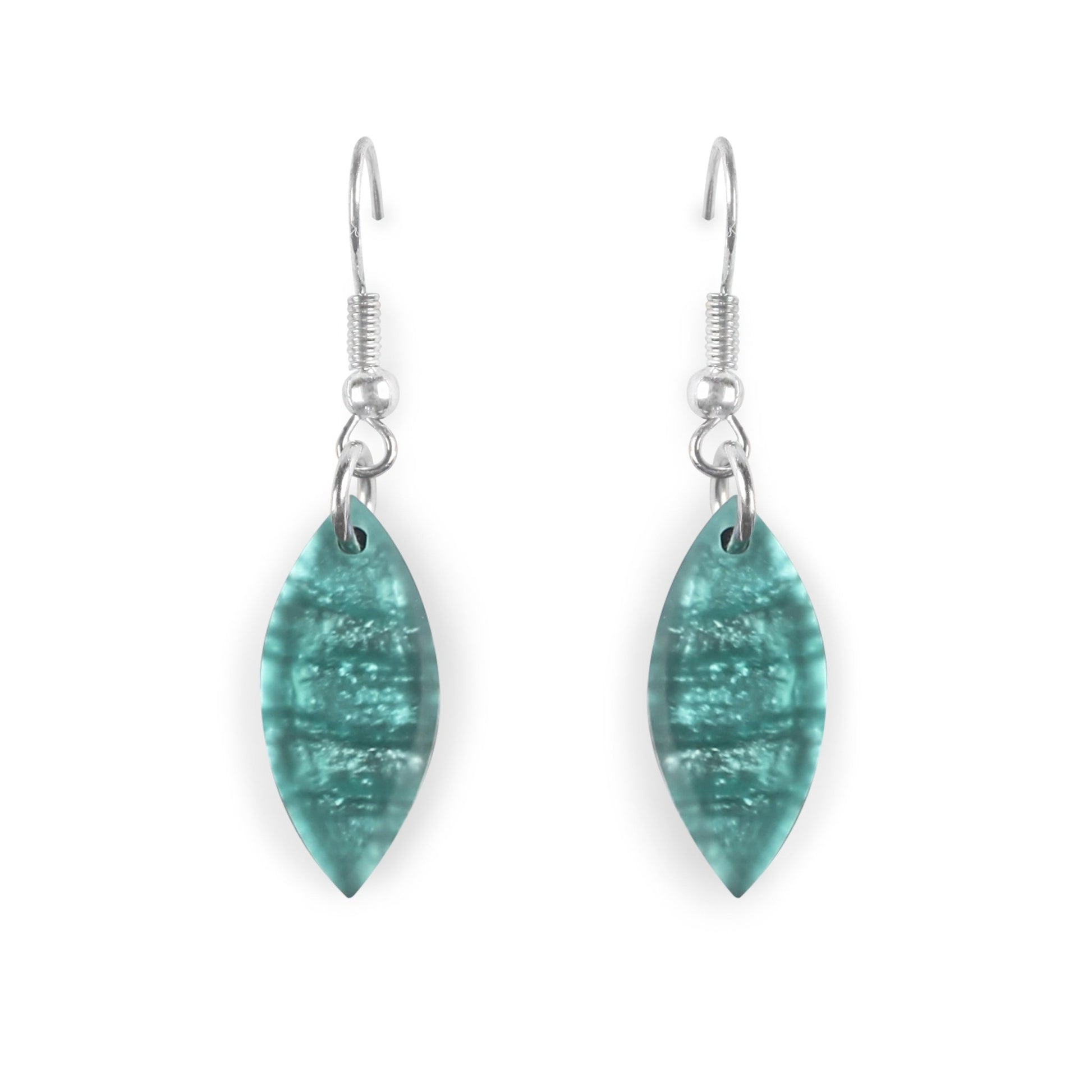 Mint Tribal Leaf Matte Medium Fish Hook Earrings | The Jewellery Stop