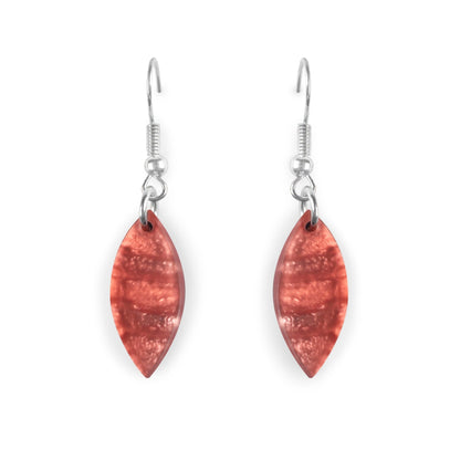 Peach Tribal Leaf Matte Medium Fish Hook Earrings | The Jewellery Stop