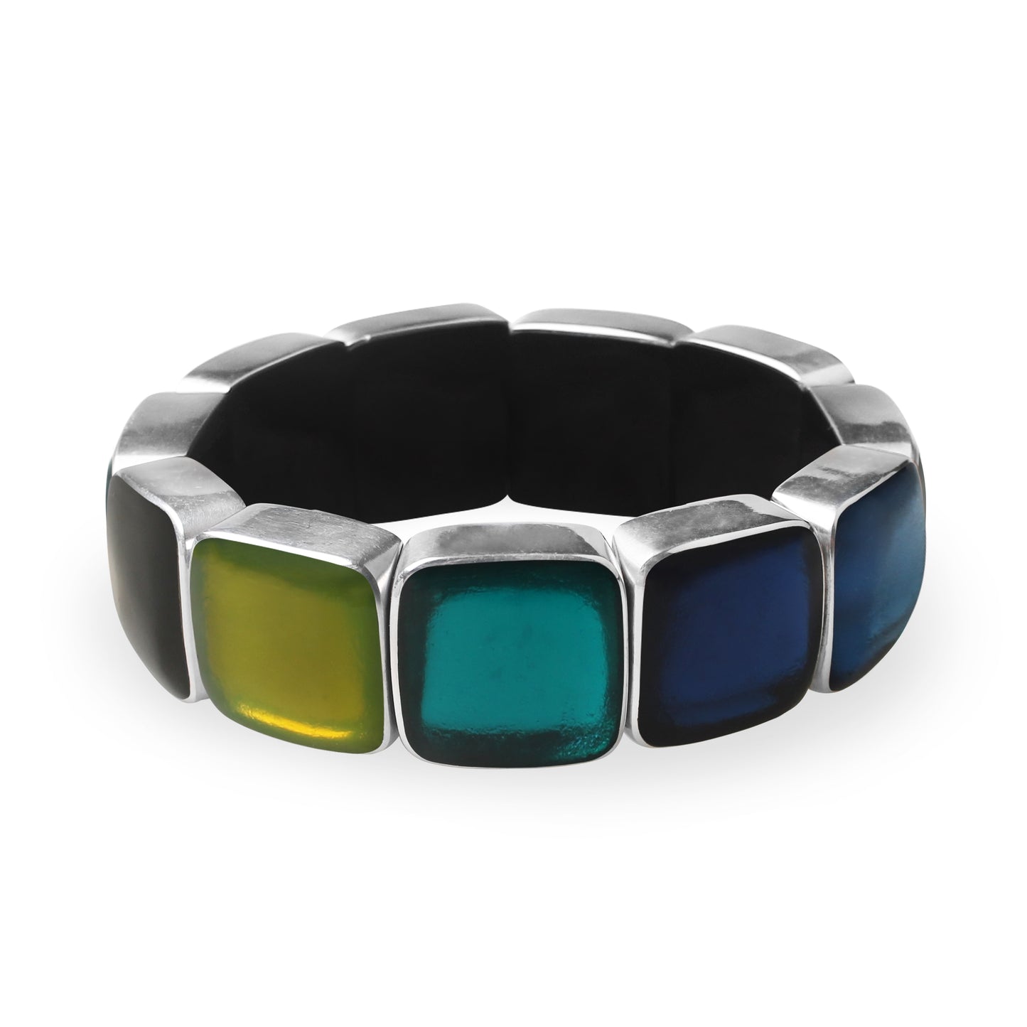 Rainbow Aluminium Squares Shiny Large Bangle