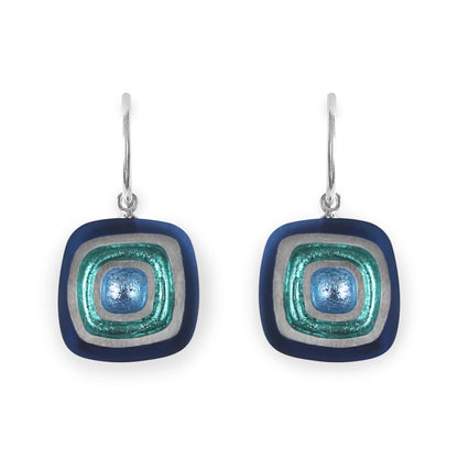 Pacific Abstract Squares Shiny Creole Earrings