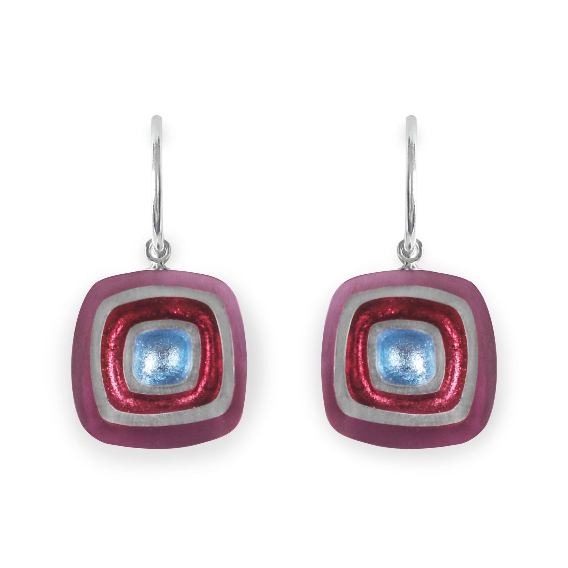 Rainbow Abstract Squares Shiny Creole Earrings | The Jewellery Stop