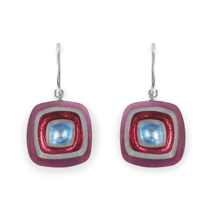 Rainbow Abstract Squares Shiny Creole Earrings | The Jewellery Stop