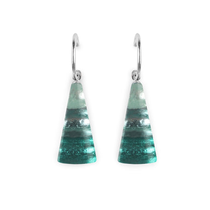 Mint Deco Triangle Shiny Creole Earrings | The Jewellery Stop