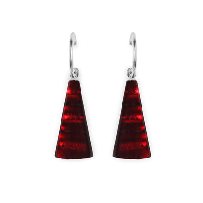 Red Deco Triangle Shiny Creole Earrings | The Jewellery Stop