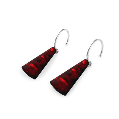 Red Deco Triangle Shiny Creole Earrings | The Jewellery Stop