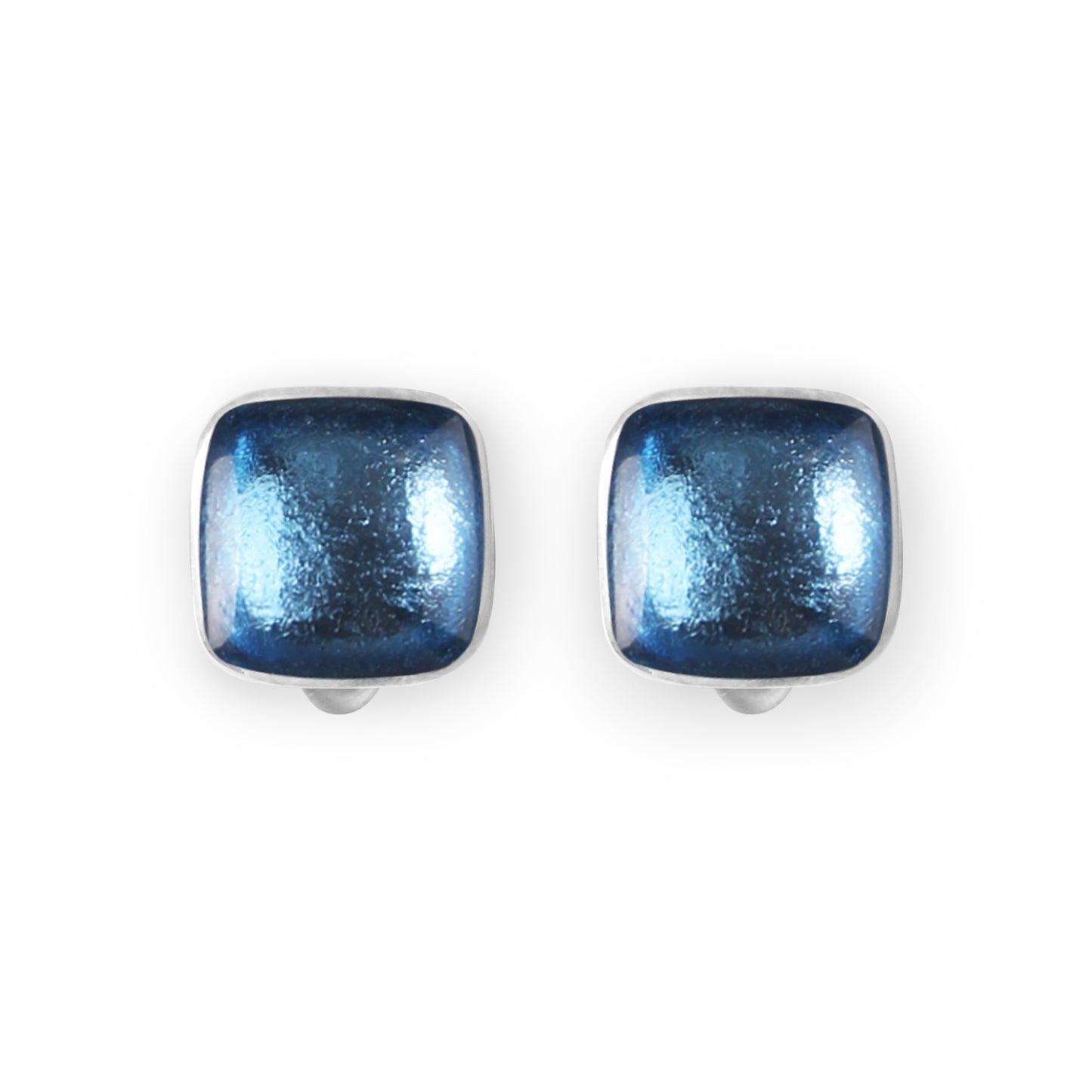 Ice Aluminium Squares Shiny Clip Earrings
