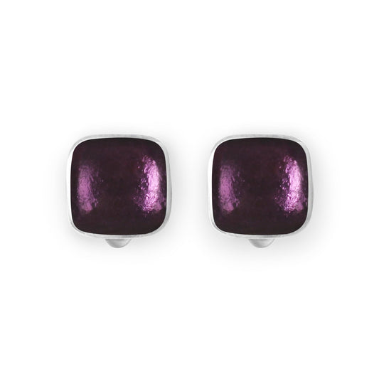 Rainbow Aluminium Squares Shiny Clip Earrings | The Jewellery Stop