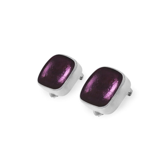 Rainbow Aluminium Squares Shiny Clip Earrings | The Jewellery Stop