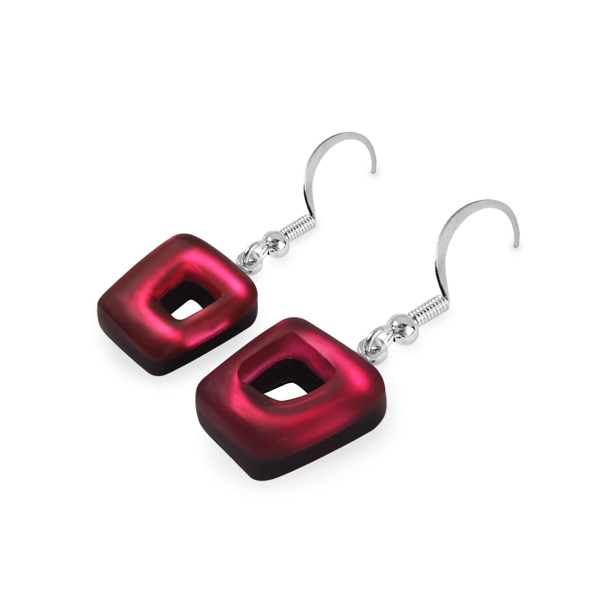 Latino Hollow Squares Matte Small Fish Hook Earrings