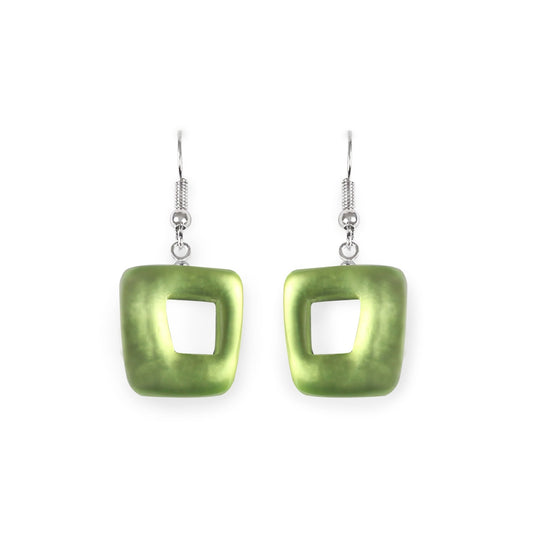 Sherbet Hollow Squares Matte Small Fish Hook Earrings | The Jewellery Stop