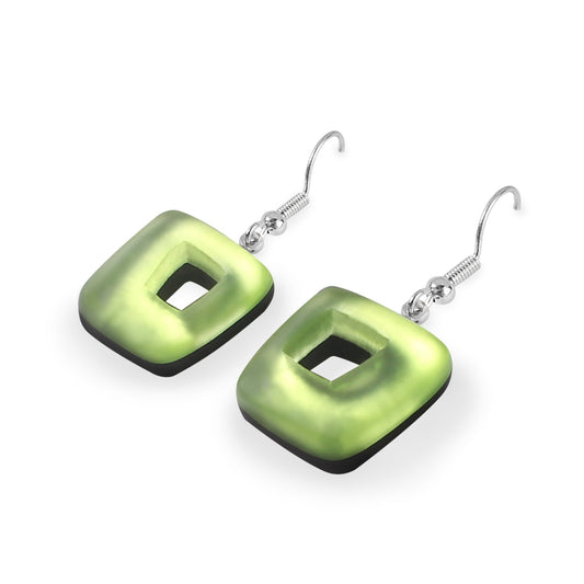 Sherbet Hollow Squares Matte Small Fish Hook Earrings | The Jewellery Stop