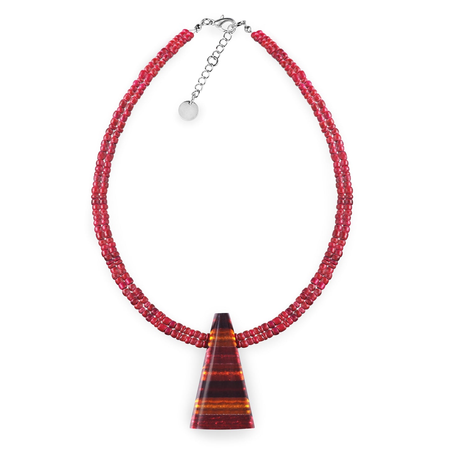 Sangria Triangle Stripes Shiny Pendant on Coco Beads