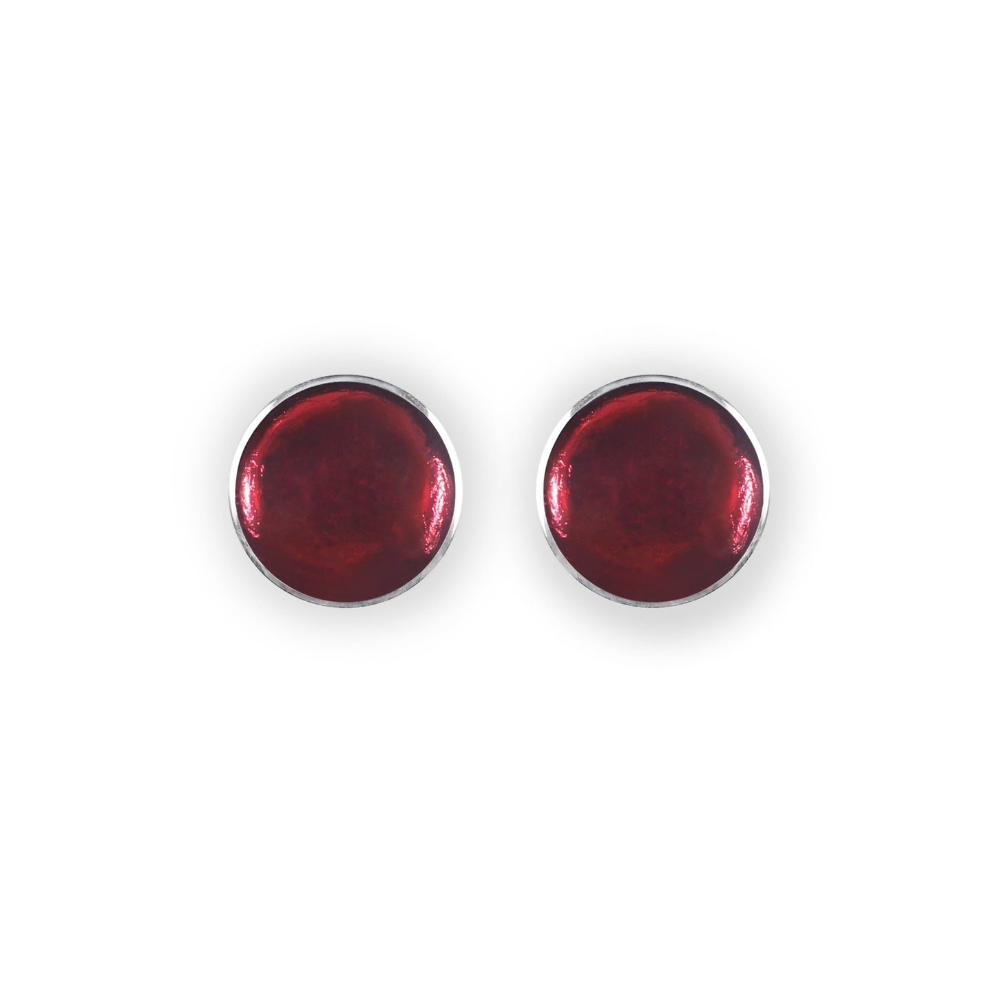 Sangria Aluminium Cabouchon Shiny Stud Earrings | The Jewellery Stop