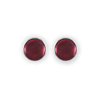 Sangria Aluminium Cabouchon Shiny Stud Earrings | The Jewellery Stop