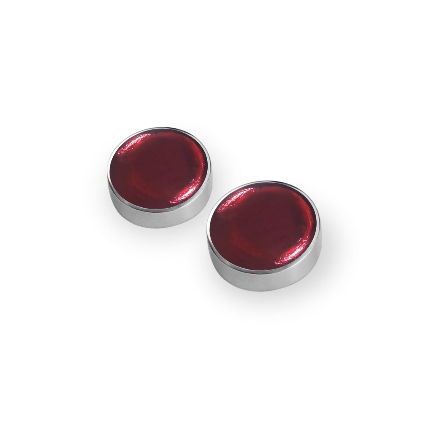 Sangria Aluminium Cabouchon Shiny Stud Earrings | The Jewellery Stop