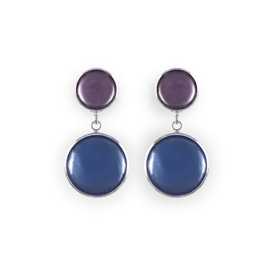 Lupin Aluminium Cabouchon Shiny Double Drop Stud Earrings | The Jewellery Stop