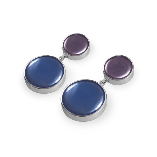 Lupin Aluminium Cabouchon Shiny Double Drop Stud Earrings | The Jewellery Stop