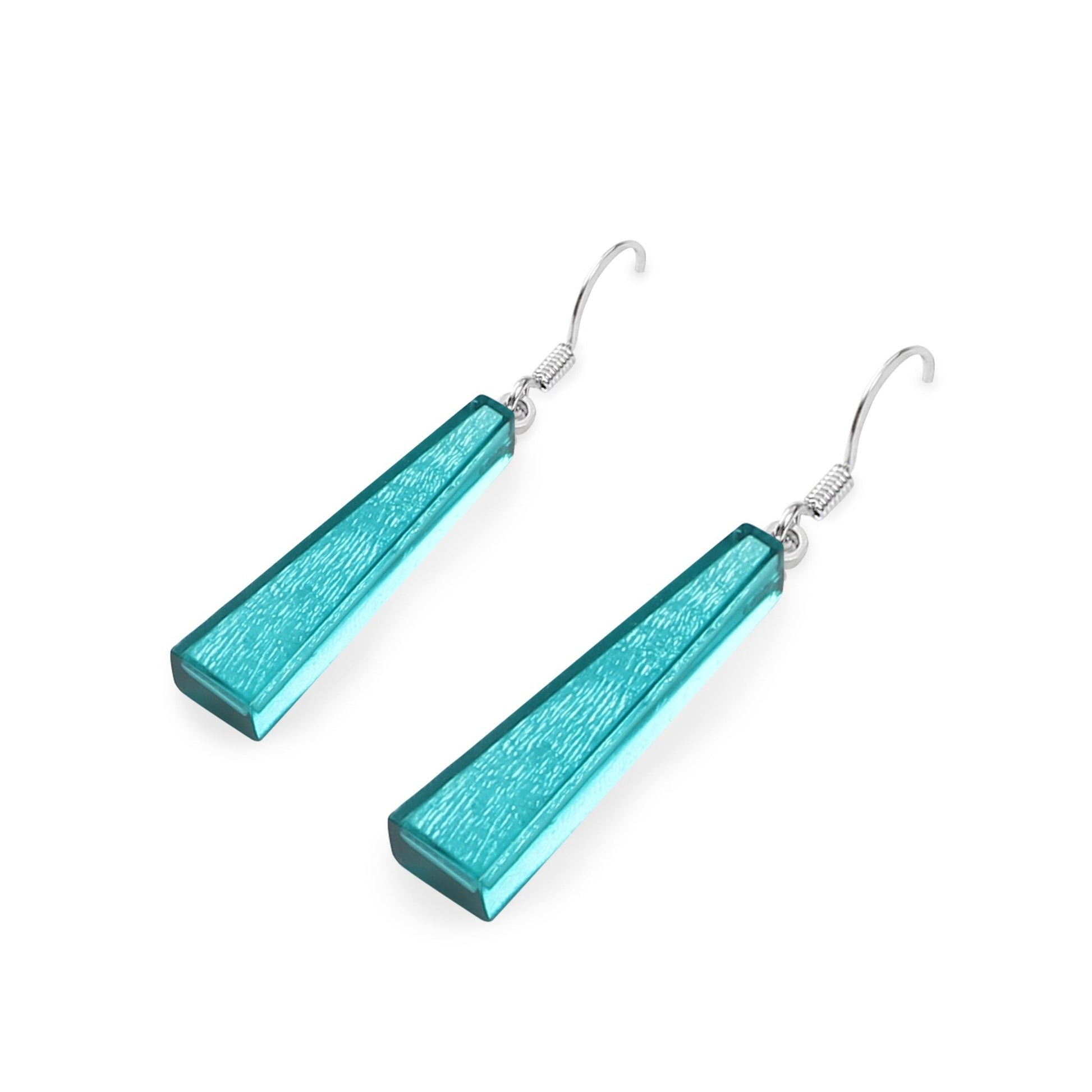 Teal Deco Extravaganza Shiny Fish Hook Earrings | The Jewellery Stop