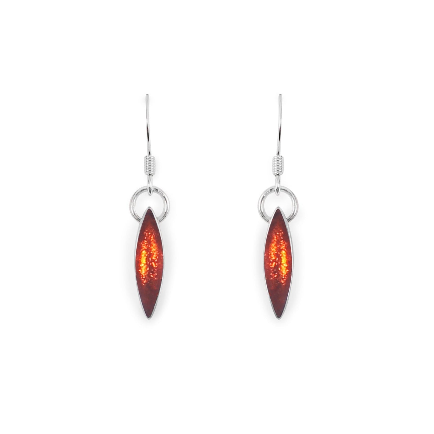 Sangria Elliptical Petals Shiny Fish Hook Earrings | The Jewellery Stop