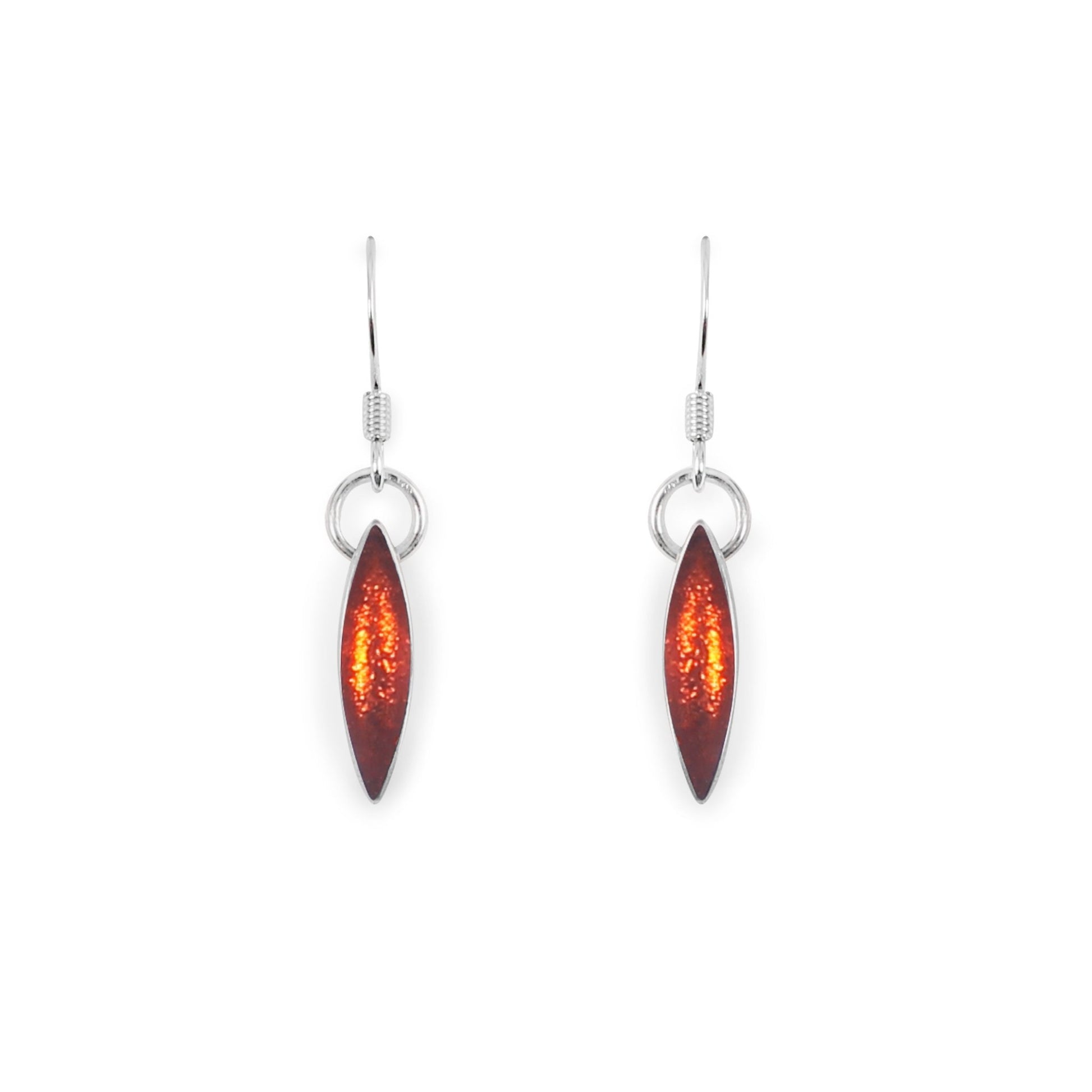 Sangria Elliptical Petals Shiny Fish Hook Earrings | The Jewellery Stop