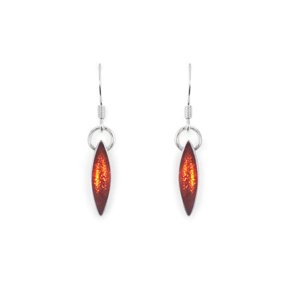 Sangria Elliptical Petals Shiny Fish Hook Earrings | The Jewellery Stop