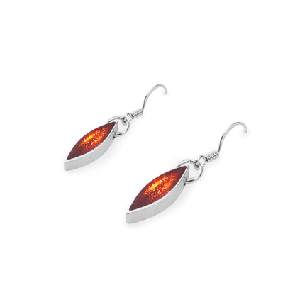 Sangria Elliptical Petals Shiny Fish Hook Earrings | The Jewellery Stop