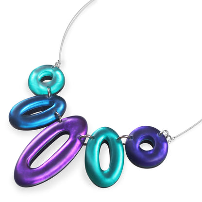 Peacock Hollow Ovals Matte Necklace