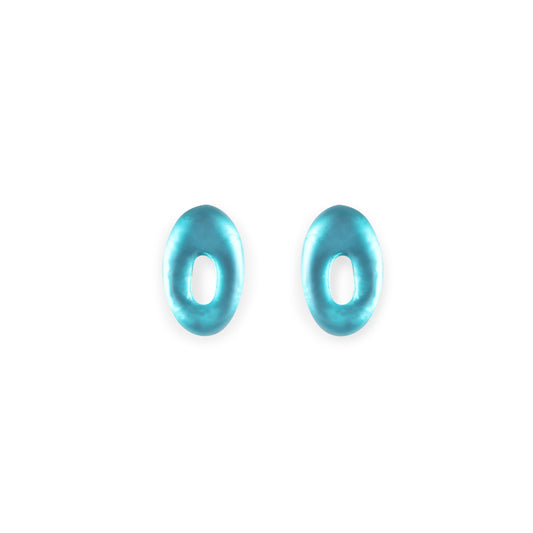 Teal Hollow Ovals Matte Stud Earrings