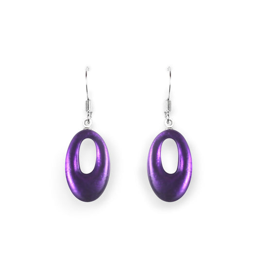 Peacock Hollow Ovals Matte Fish Hook Earrings | The Jewellery Stop