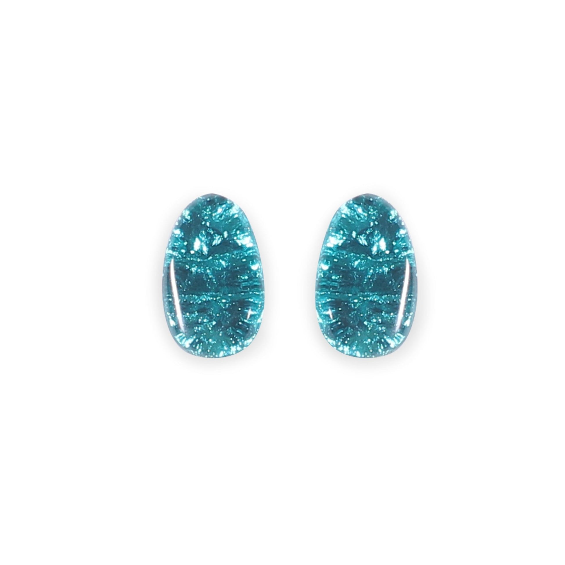 Teal Textured Pebble Shiny Stud Earrings | The Jewellery Stop