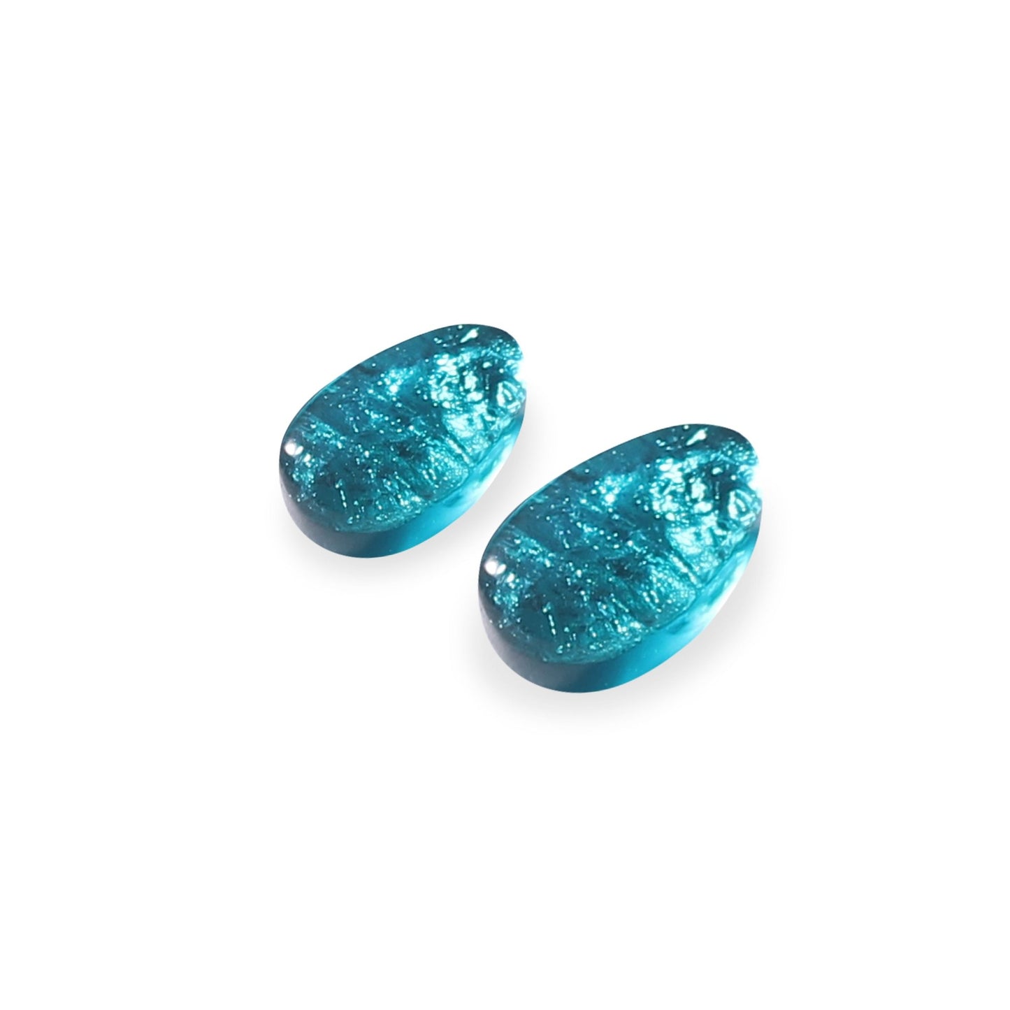 Teal Textured Pebble Shiny Stud Earrings | The Jewellery Stop