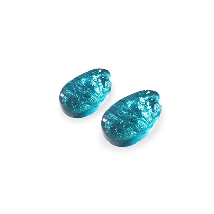 Teal Textured Pebble Shiny Stud Earrings | The Jewellery Stop