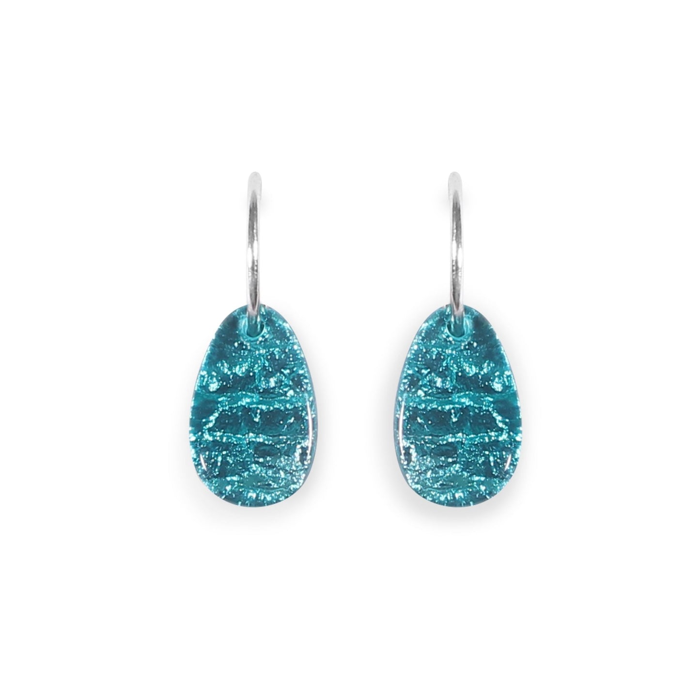Teal Textured Pebble Shiny Creole Earrings | The Jewellery Stop