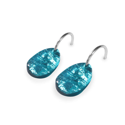 Teal Textured Pebble Shiny Creole Earrings | The Jewellery Stop