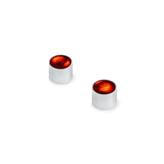 Red Metal Buttons Shiny Small Stud Earrings | The Jewellery Stop