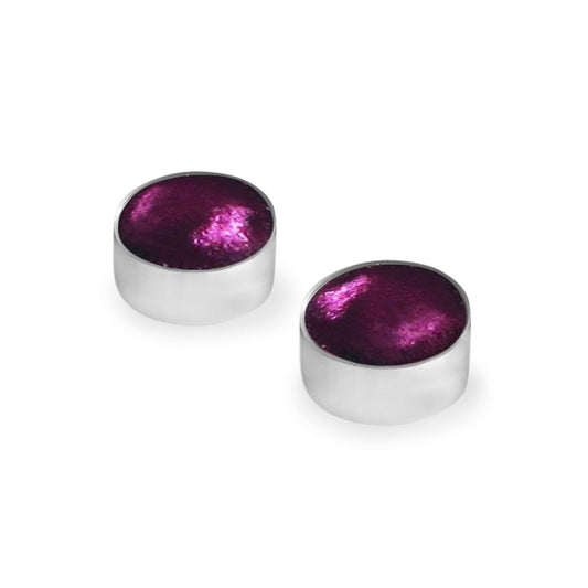 Rainbow Metal Buttons Shiny Large Stud Earrings | The Jewellery Stop