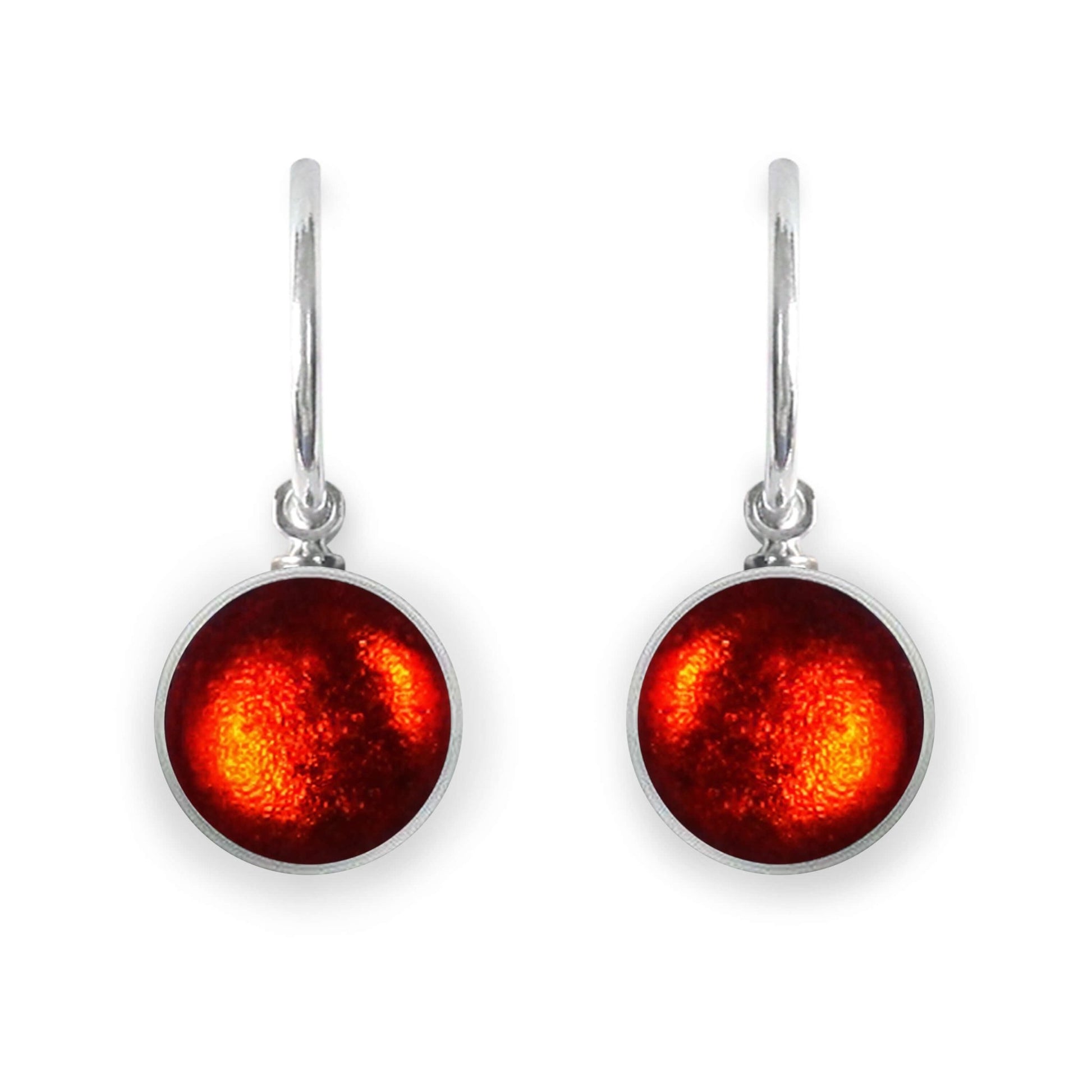 Red Metal Buttons Shiny Creole Earrings | The Jewellery Stop
