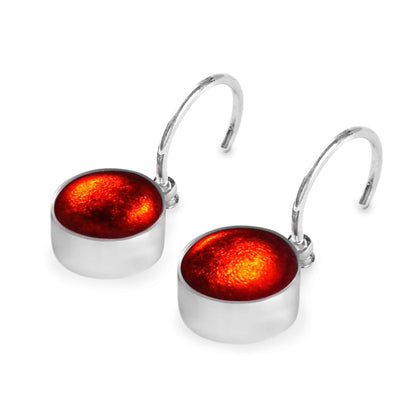 Red Metal Buttons Shiny Creole Earrings | The Jewellery Stop