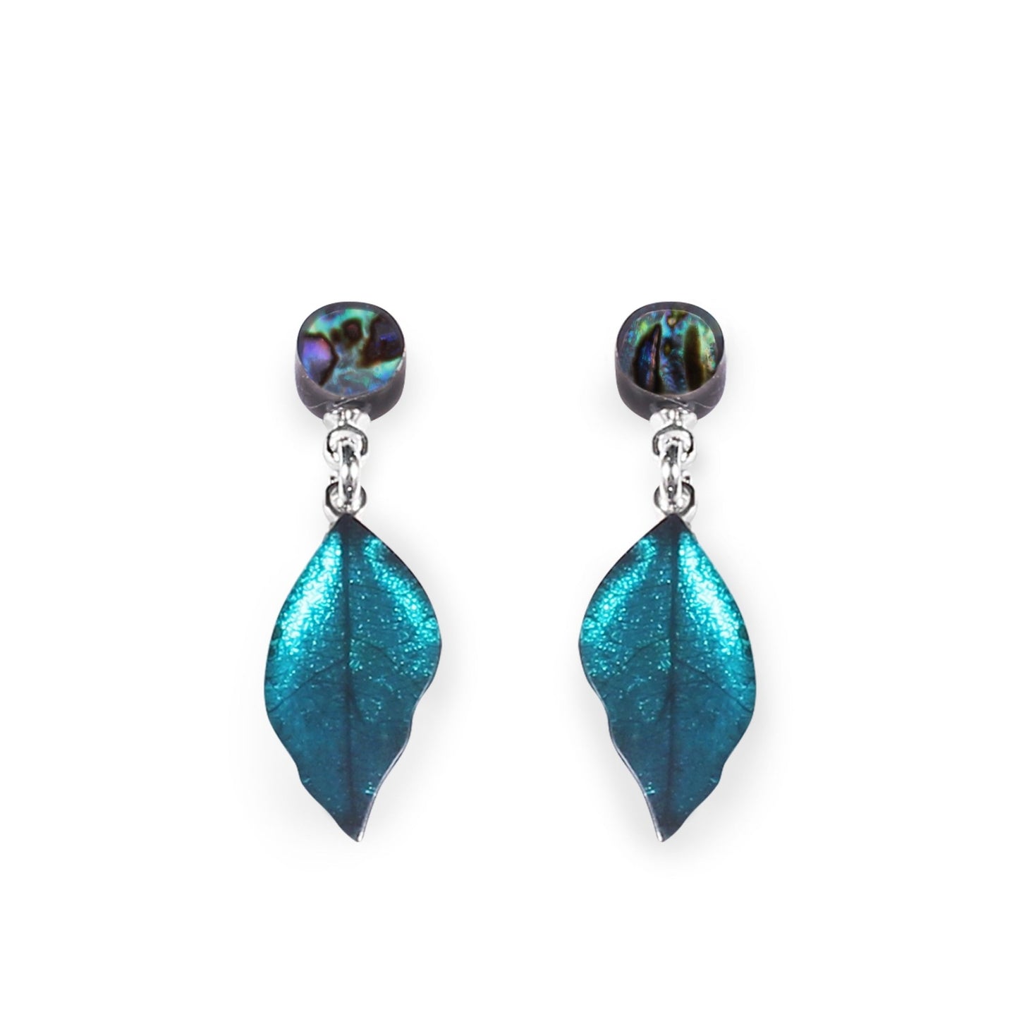 Paua Paua Shell Skeletal Leaf Shiny Dangle Stud Earrings | The Jewellery Stop