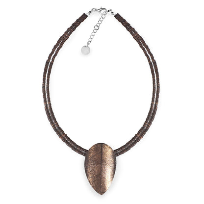 Gold Curved Leaf Shiny Pendant on Coco | The Jewellery Stop
