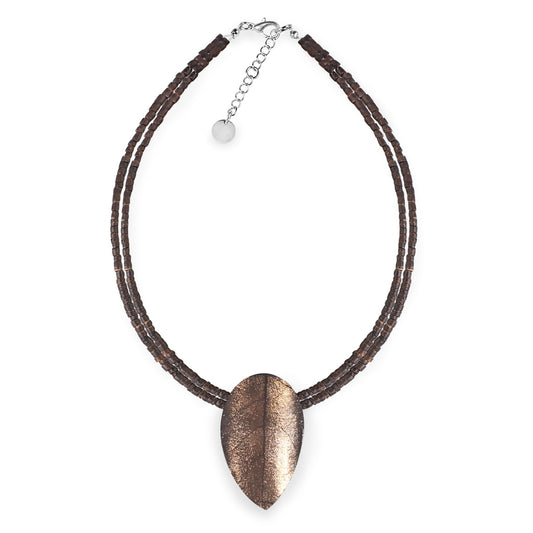 Gold Curved Leaf Shiny Pendant on Coco | The Jewellery Stop